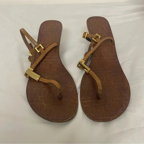 Tory Burch Pauline Demi Cork Wedge Brown Sandal Vegan Leather Size 10 - Picture 3 of 10